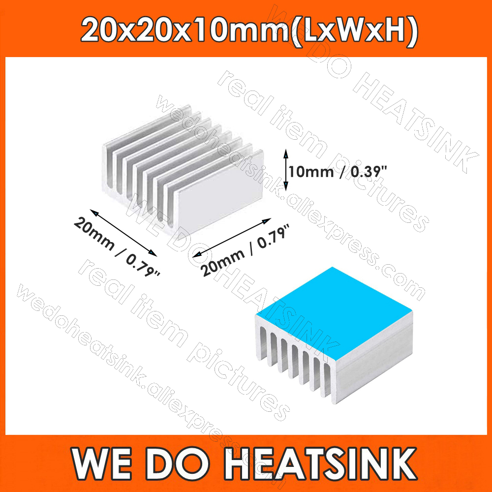 Aluminium Extrusion - 20x20x10mm srebrny kwadrat termiczna samoprzylepne elektroniki